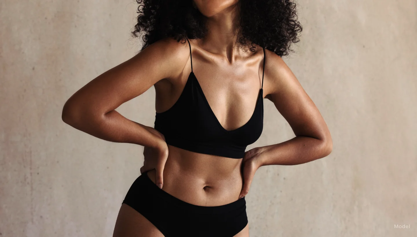 Woman with slimmed down hips and arms